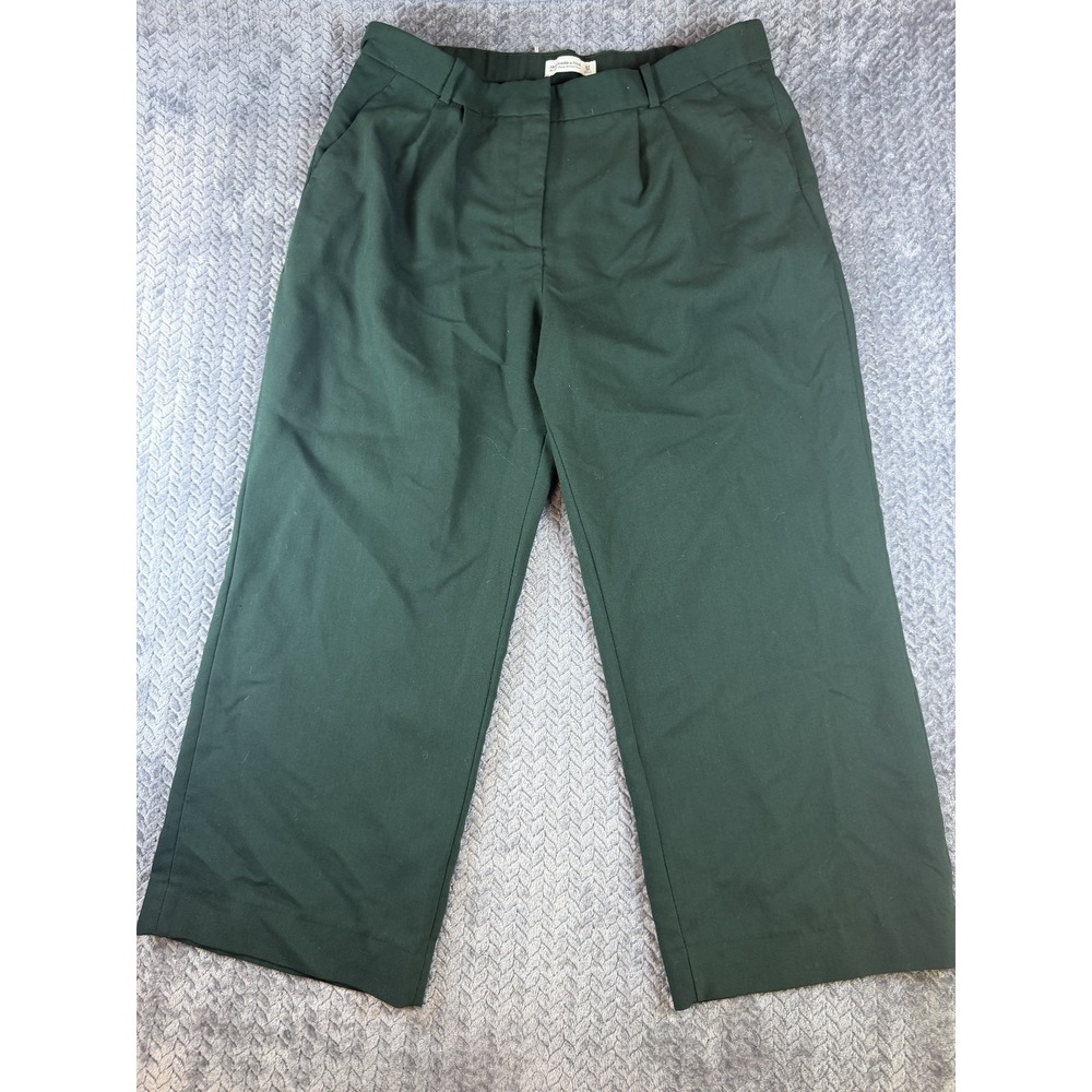 Abercrombie & Fitch Sloane Tailored Pants Womens 34/18S Green High Rise Wide Leg